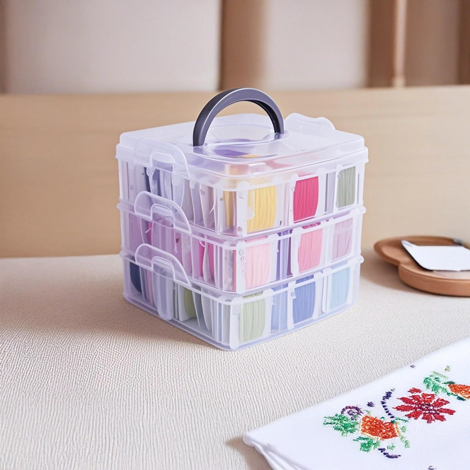 Kit completo de bordado con 150 hilos, herramientas de costura, caja de almacenamiento, agujas, dedal, tijeras y removedor de hilos