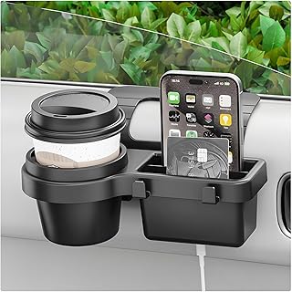 Car Window Multifunctional Storage Organizer, Vehicle Door Side Hanging Storage Rack with Cup Holder, Auto Window Mount Organizer for Cell Phone Earphone Key Water Cup