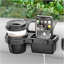 Car Window Multifunctional Storage Organizer, Vehicle Door Side Hanging Storage Rack with Cup Holder, Auto Window Mount Organizer for Cell Phone Earphone Key Water Cup