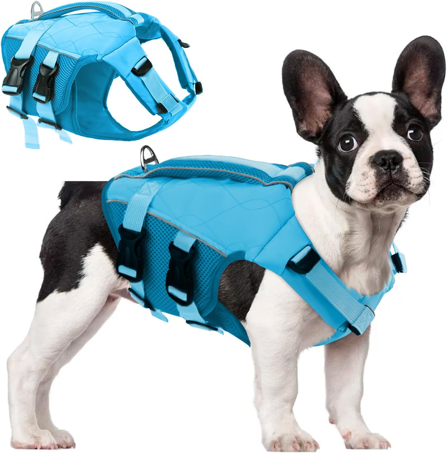 ASENKUDog Life Jacket with Rescue Handle, Dog Life Vest for Swimming Boating with High Flotation, Ripstop Lightweight Pet Life Preserver with Reflective Stripes for Small Medium Large Dogs