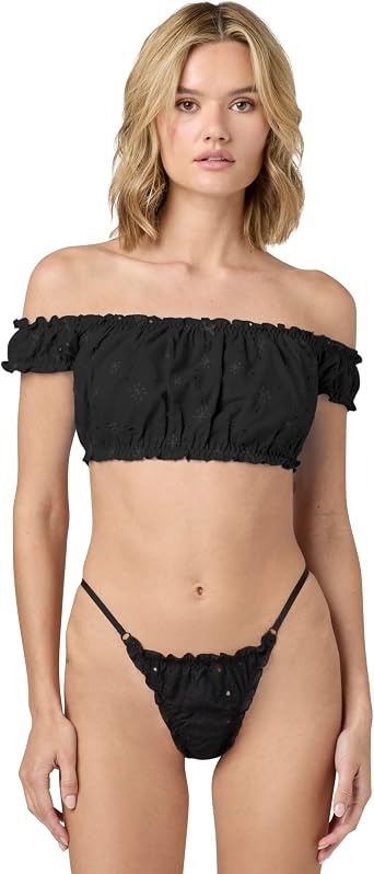 florence by mills Womens Sweet Bloom Collection Eyelet Crop Top