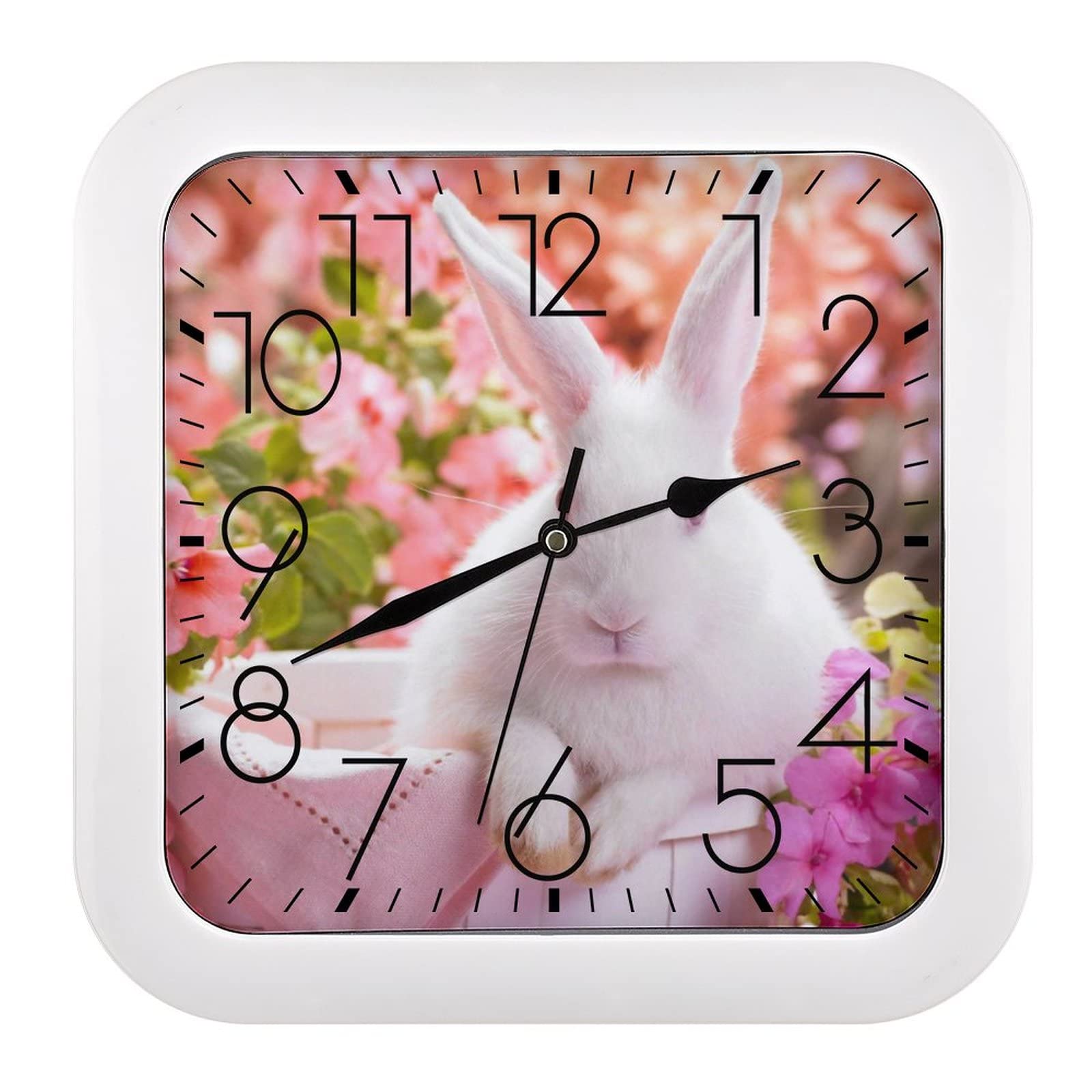 Horloge fleurs de lapin moderne silencieuse pour éviter les bruits au bureau 26cm