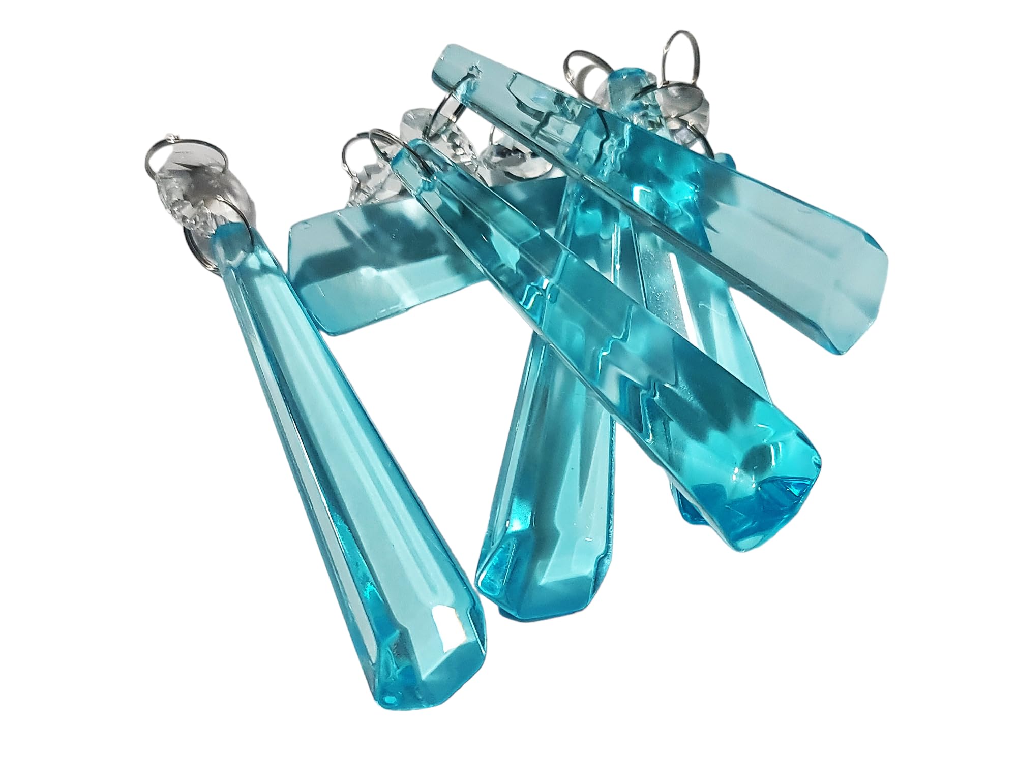 6 Chandelier Drops Wedding Decorations Party Decor Droplets Cut Glass Crystals Window Sun Catchers Beads Prisms Christmas Tree Light Parts (6 AQUA PEG2)