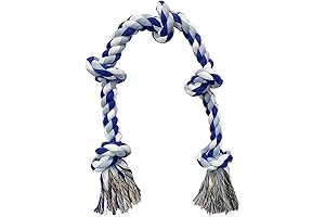 Indestructible Blue Dog Tug of War Rope with 5 Knots, for Light and Heavy Chewers
