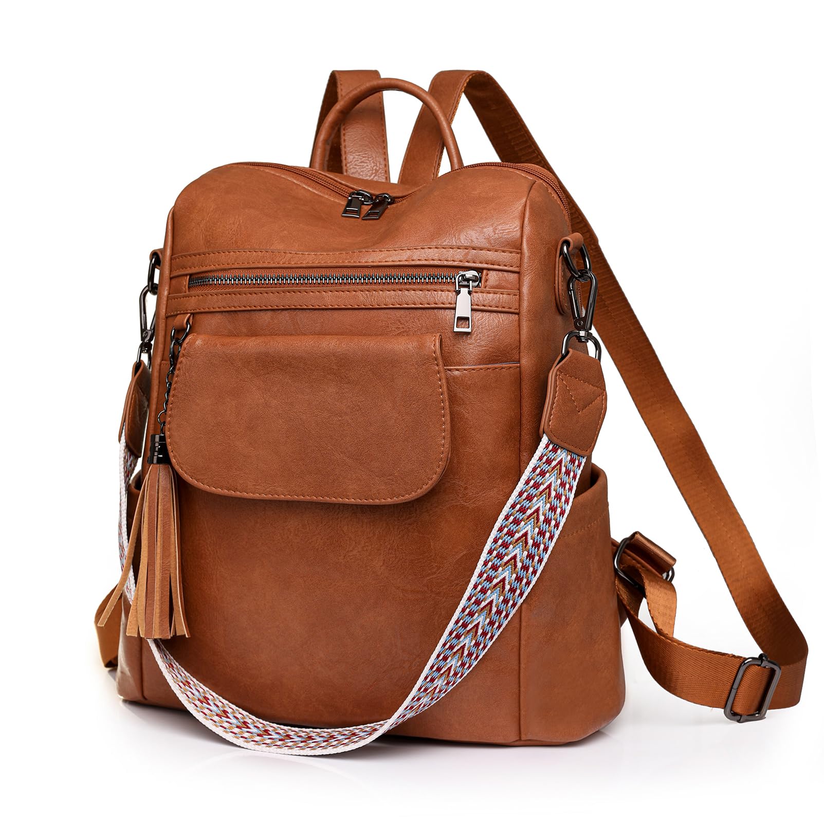 Petit Sac a Dos Cuir Femme Vintage, 2 en 1 Sacs à Main Portés Dos Femme Imperméable Cuir Sac à Dos élégant Plusieurs Poches Sac a Dos Antivol pour le Loisir, Voyage