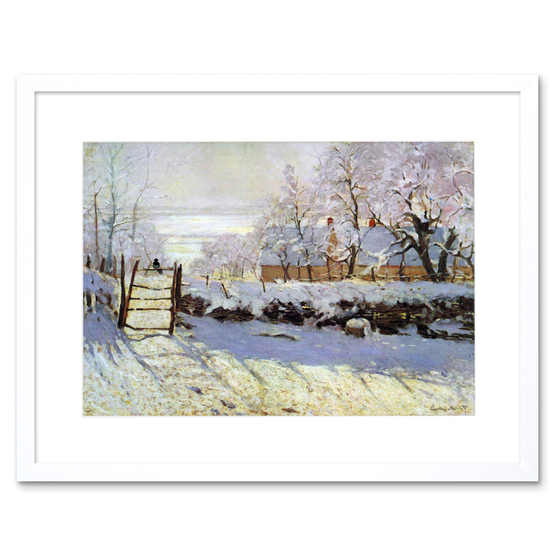 Wee Blue Coo Painting Monet Magpie Old Master Framed Wall Art Print