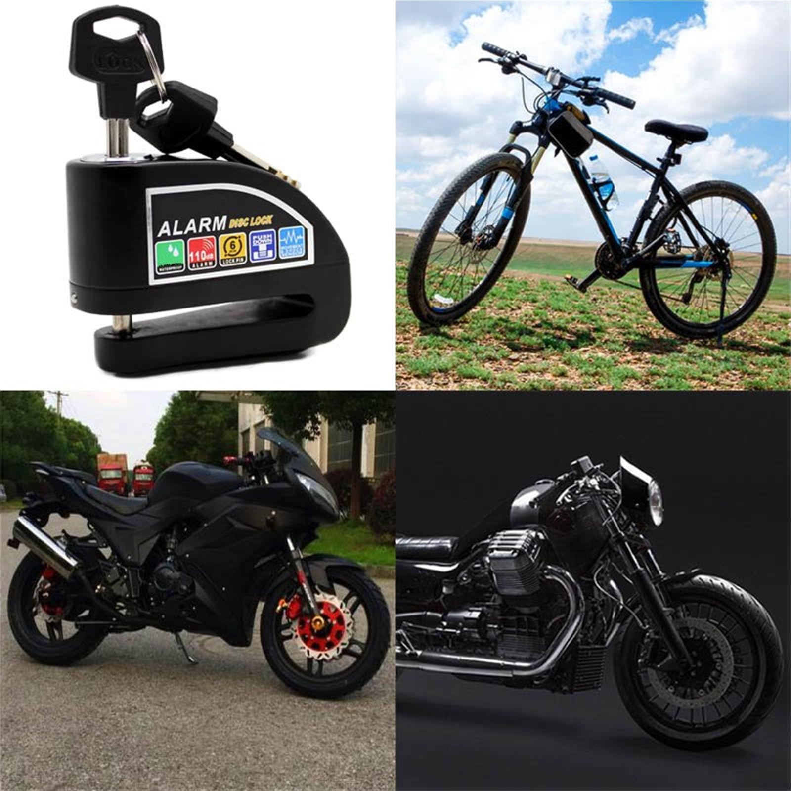 Antifurto Per Moto Con Allarme Da 110 DB, Antifurto Per Moto, Antifurto Per Freni A Disco, Antifurto Per Ruote E Sirena Di Sicurezza