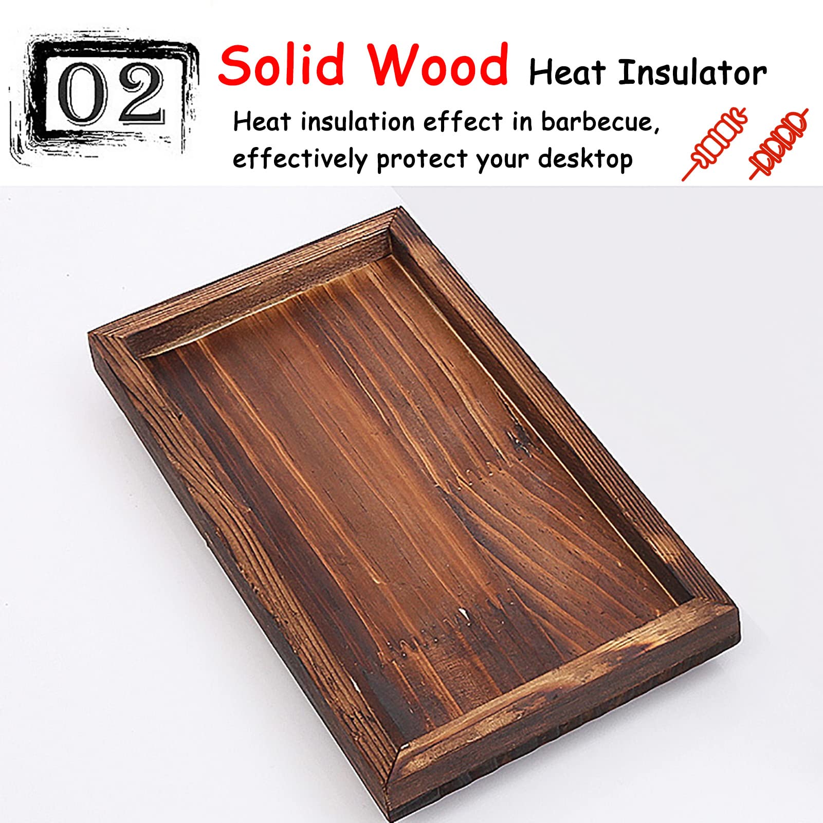 Hibachi Parrilla, parrilla japonesa portátil de carbón japonés, estufa de barbacoa con base de madera para fiesta en casa (tamaño 9.4 x 4.9 in) 3