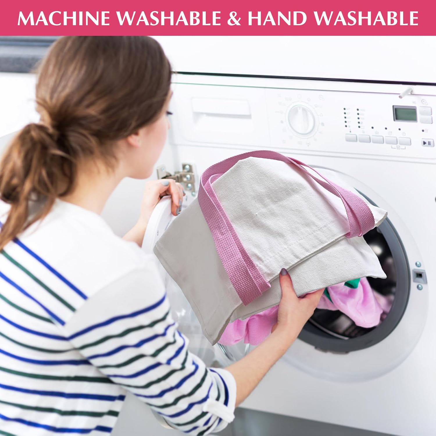 20 Pack Sublimation Blanks Canvas Tote Bags, Reusable Grocery Bags Heat Transfer Widen Tote Bags Cosmetic Makeup Bags Shopping Bag W/Customized Color for DIY, Advertising, Christmas Craft Gifts - Image 8