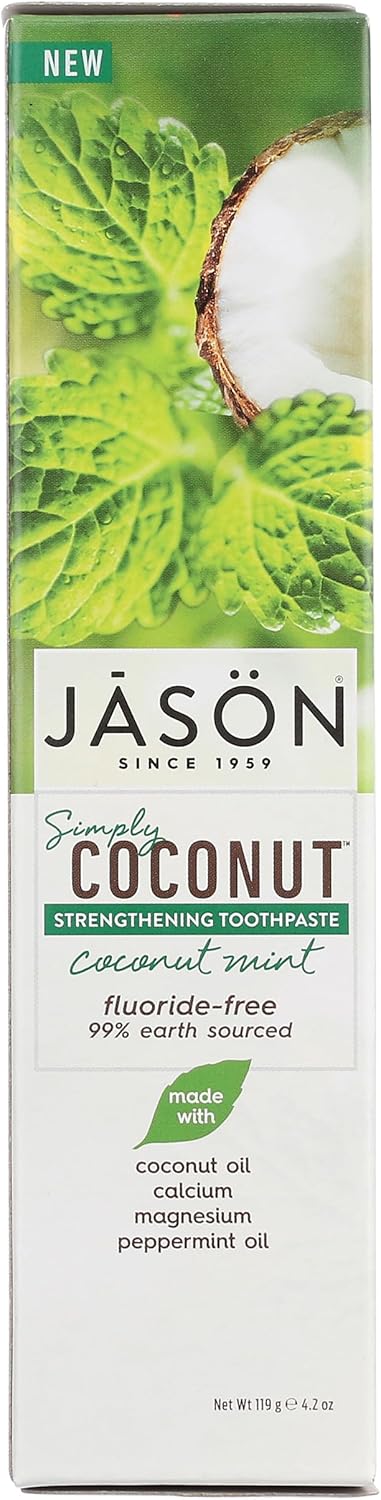 Jason Simply Coconut Strengthening Fluoride-Free Toothpaste, Coconut Mint, 4.2 Oz