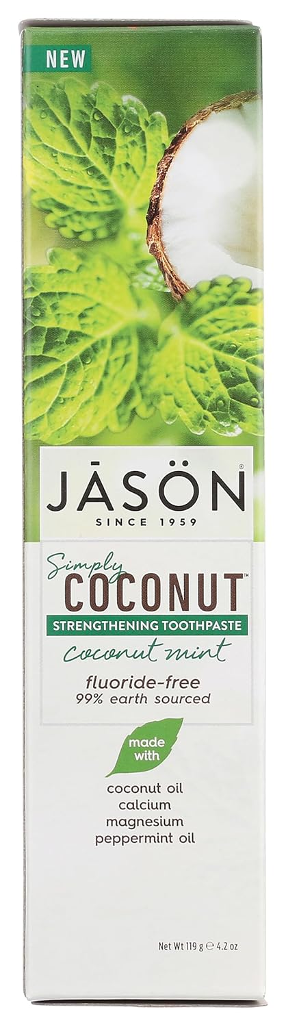 Jason Simply Coconut Soothing Fluoride-Free Toothpaste, Coconut Chamomile, 4.2 Oz