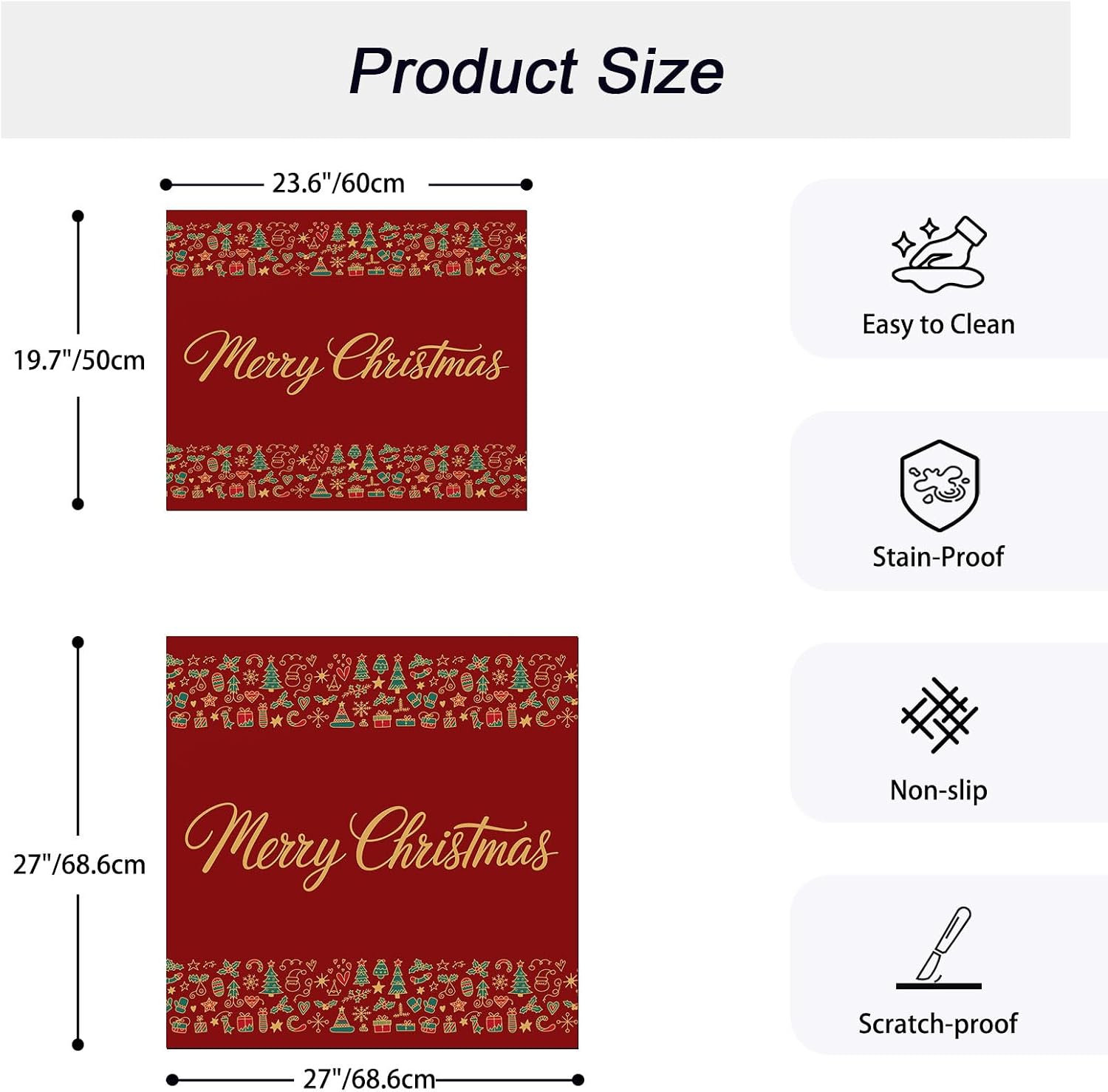 Washer and Dryer Covers for the Top, Christmas Decorative Washing Machine Protector Mat, Non Slip Dryer Top Cover for Laundry Room, Modern Winter Xmas Trees Gifts Red 23.6" x 19.7" (Pack of 1) image 5