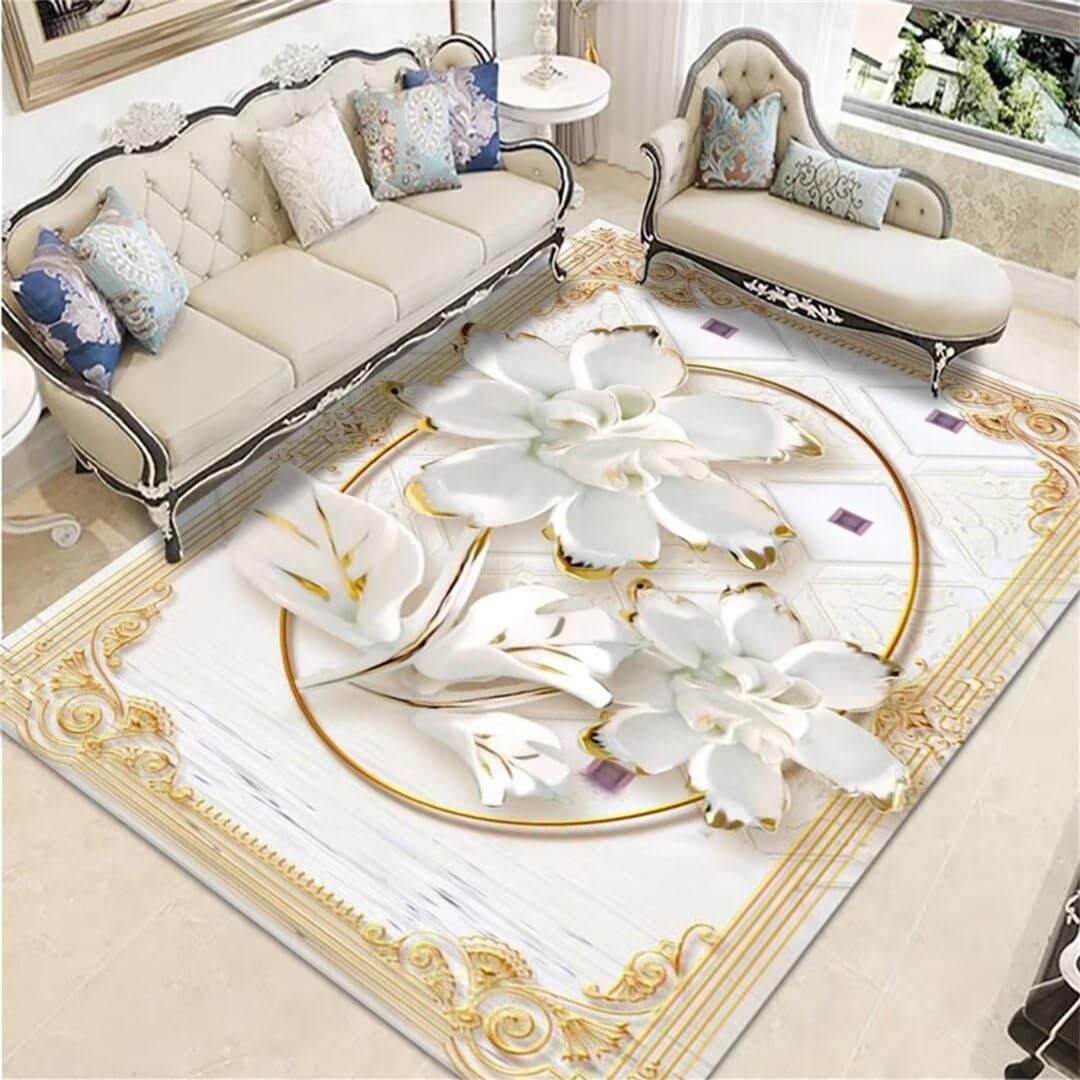 Tapis sol enfant gris 120x160cm de style moderne et fleuri