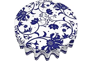 Blue and White Porcelain-Inspired Round Tablecloths