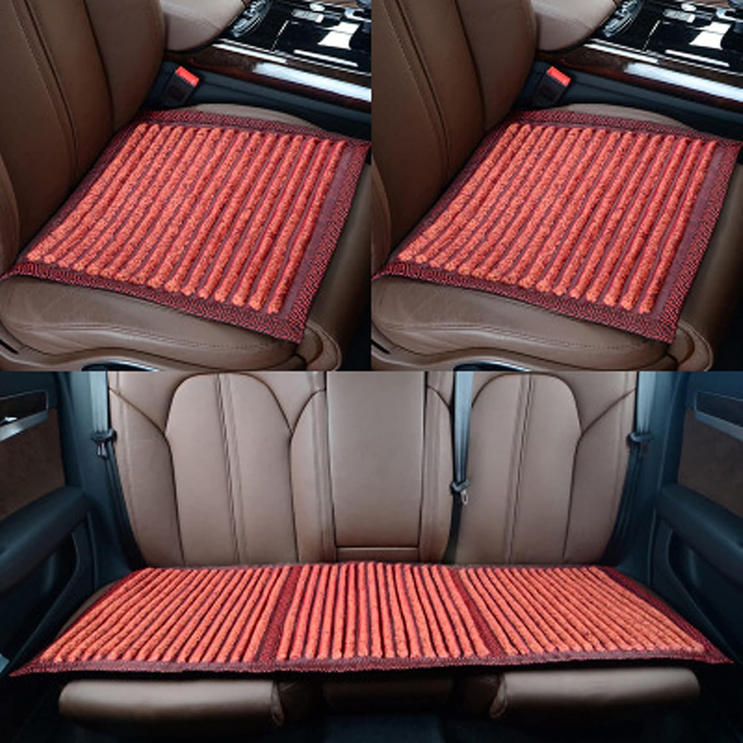 車の座席クッション滑り止め車のシートクッション ホーソーンの種子小さな四角車の保護具 セール特別価格 車やオフィスの椅子のクッション のための夏のクールなシートクッション Red Color