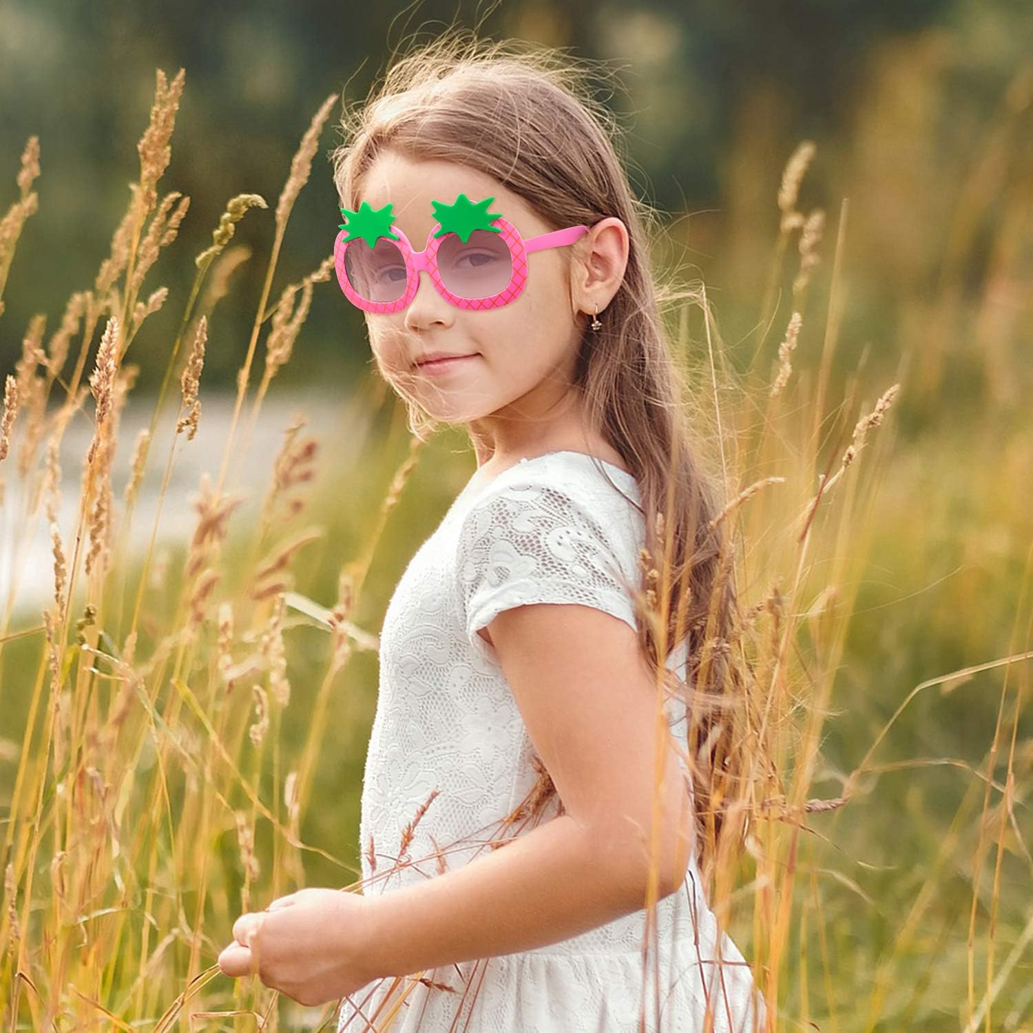 Weewooday 4 Pairs Toddler Sunglasses Girls Funny Kids Sunglasses Strawberry Bunny Pineapple glasses for Little Girls Baby Red, Pink, Black, Light Pink image 5 of 6 B09KFS5LFS