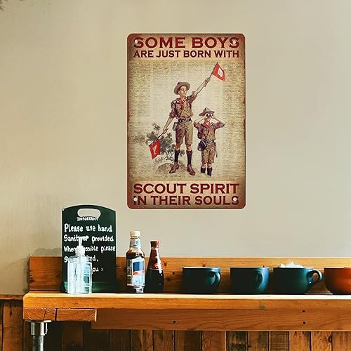 Miniatura 8 de Póster de metal con texto en inglés Some Boys are Just Born with Scout Spirit in Their Souls de aluminio para el hogar, bar, cocina, cafetería,