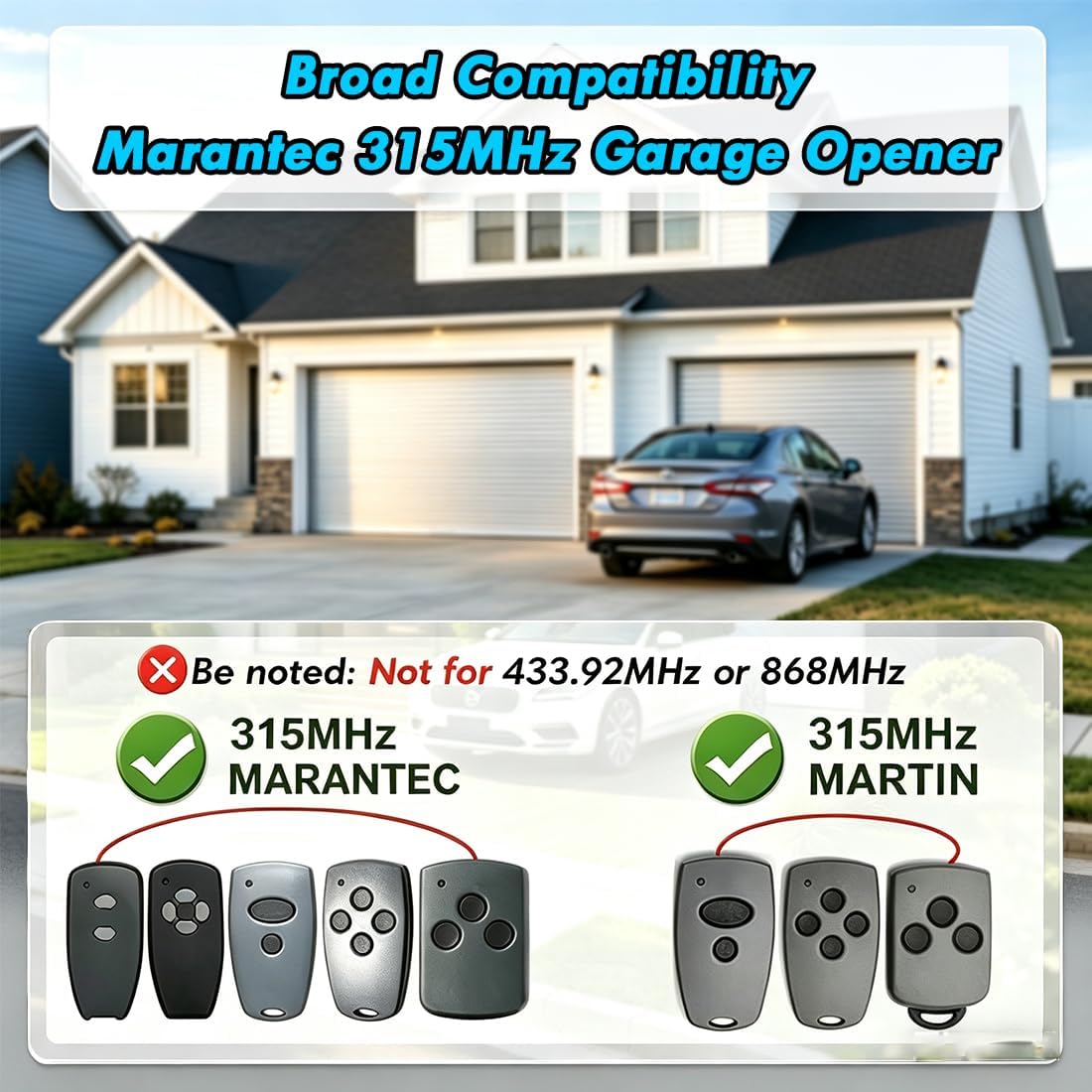 M3-2312 (382) Compatible with Marantec Garage Door Opener Remote Control 315MHz, for M4500,M4700, DC3700, Q7700 Synergy 260 270 360 370 380 Openers, for Martin Harrion (M3-2312 2PCS)