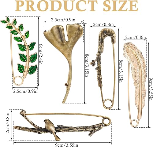 Miniatura 2 de 5 pasadores de seguridad decorativos grandes, accesorios de ropa resistentes, clips de bronce extra grandes para ropa, pin retro gigante para