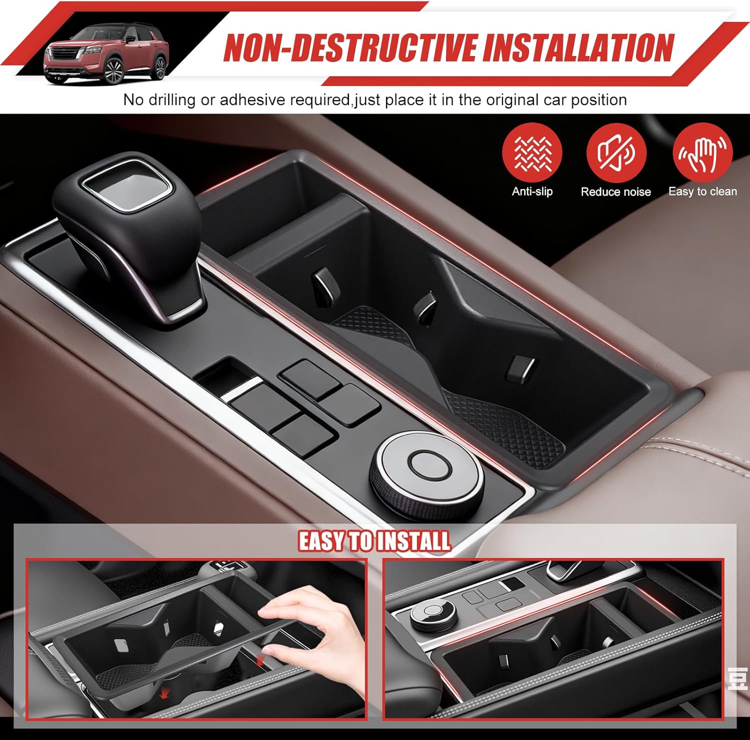 Cup Holder Coaster Fit for 2022-2025 Nissan Pathfinder Accessories, Cup Holder Mat Pad Inserts Interior Cup Holder Liner for 2024 Nissan Pathfinder