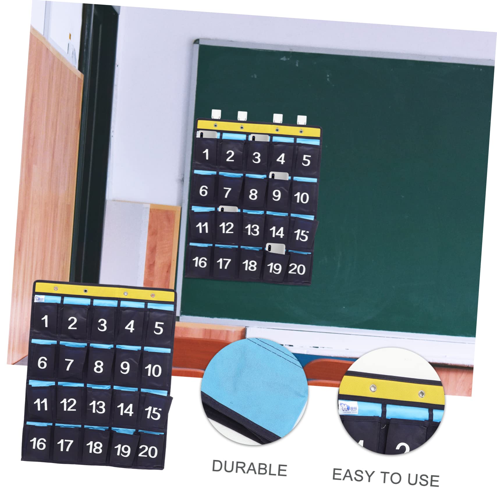 NUOBESTY Numbered Pocket Chart Organizer for Classroom 20 Pockets Hanging Chart Organizer Wall Door Storage Holders for Cell Phones Calculators Classroom Office Home Supplies - Image 3