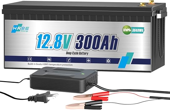 12V 300Ah LiFePO4 Battery, Deep Cycle Lithium Battery, Built-in 200A Smart BMS with Low-Temp Protection, 4000+ Cycles, Perfect for RV, Solar System, Trolling Motors