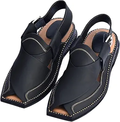 Men's Double Sole Summer Black Genuine Cowhide Leather Sandals Comfort Shoes