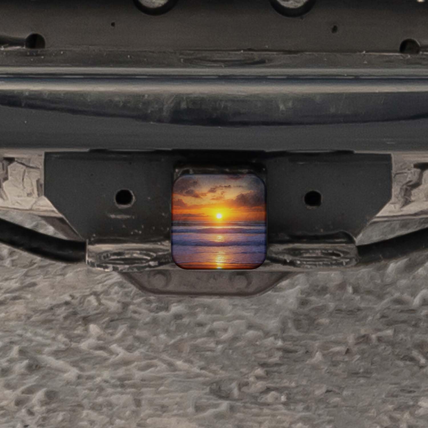 Swono Sunset Oversea Trailer Hitch Cover Plug Tropical Ocean Beach Sunlight Reflect Sea Water Hitch Protector Cover, 2" Inch Tow Rear Hitch Tube Cover Plug Cap for Pickup Trucks Cars SUVs image 5