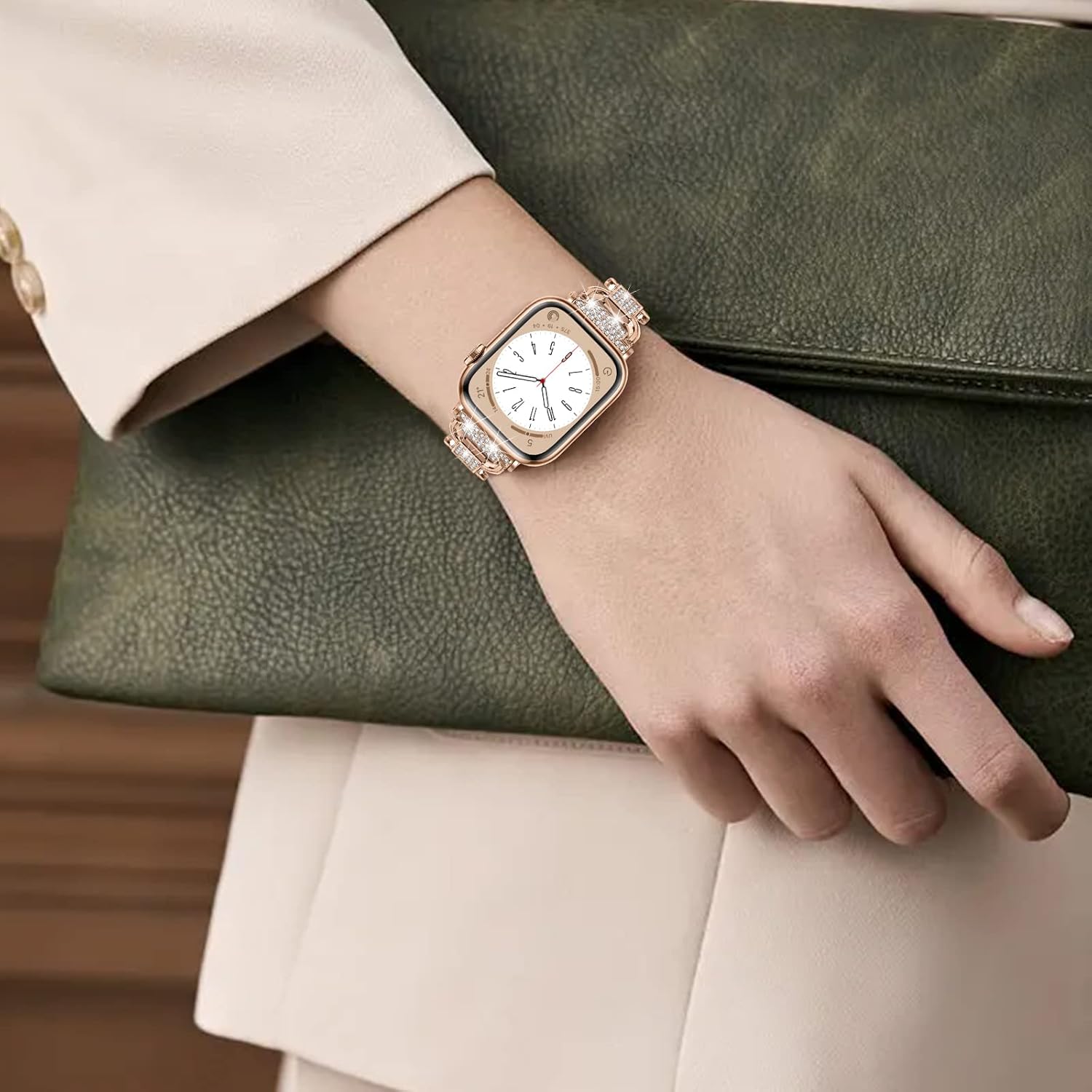 JOYOZY Bling Slim Band Designed For apple watch band 38mm 40mm 41mm 42mm 44mm 45mm Series 8/7/6/5/4/3/2/1 SE 49mm Ultra, Shiny Women Diamond Rhinestone Metal Strap for iwatch