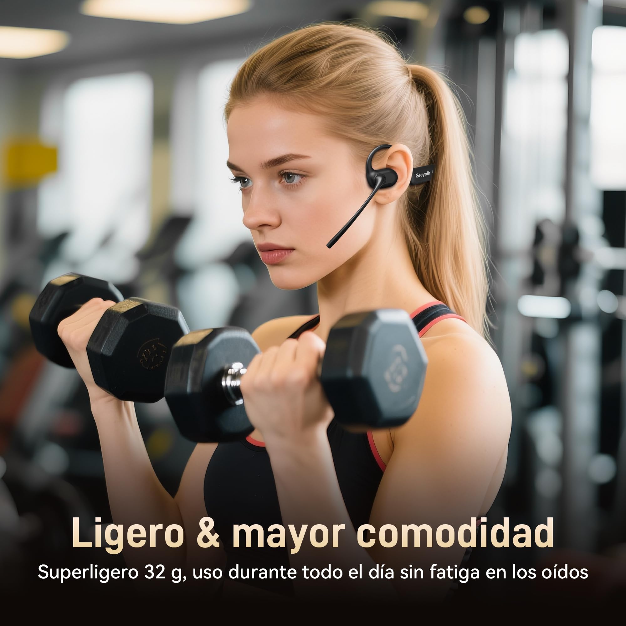 Auriculares Bluetooth con diseño de oreja abierta, micrófono con cancelación de ruido AI, sonido estéreo de alta fidelidad, 32 g, batería de 10 horas, para trabajo, llamadas, reuniones, color