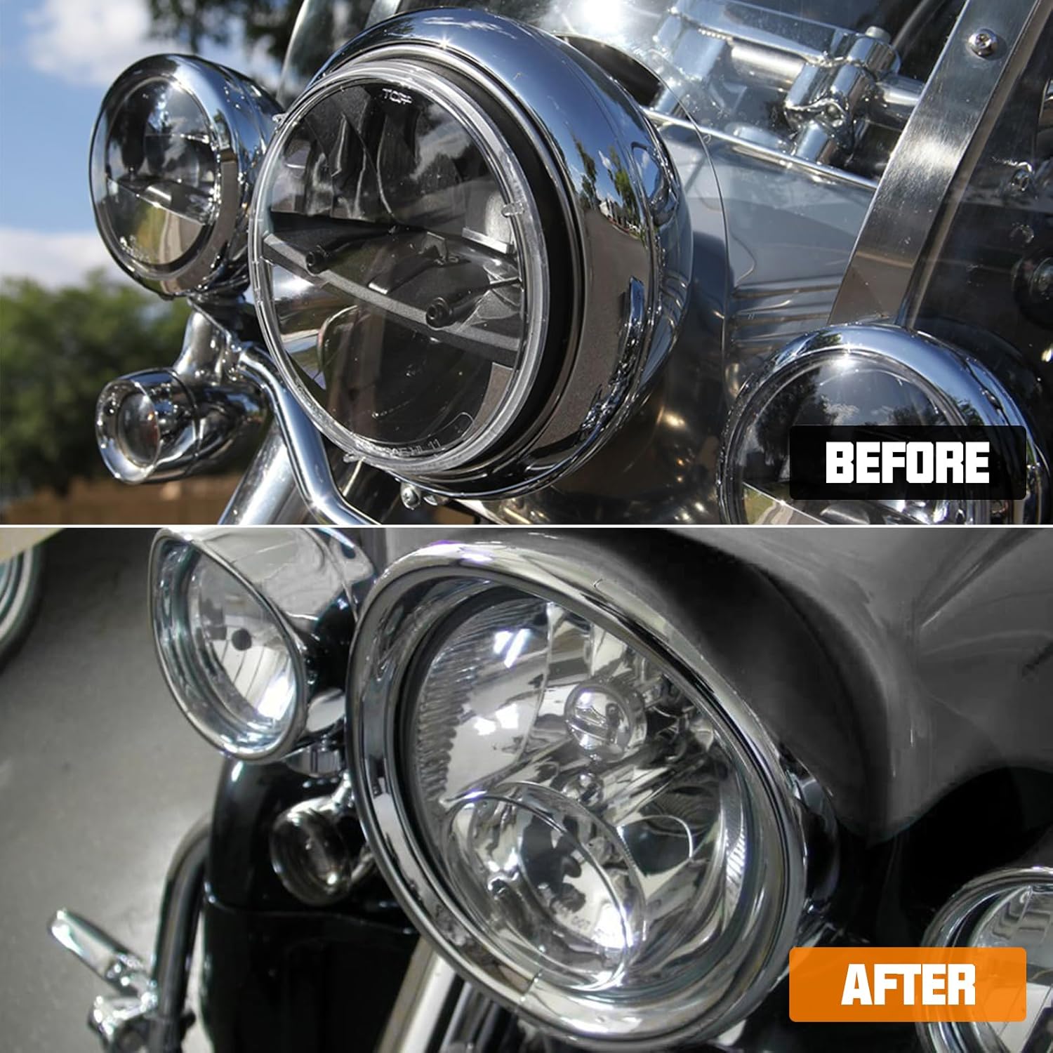 SUNPIE 7" Headlight Visor Trim Ring Motorcycle Headlamp Frenched Rings Decorate Accessories Compatible with Harley Trike Road King Touring Electra Glide Heritage Softail (Silver)