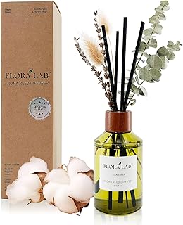Reed Diffuser Sets with Sticks and Real Dried Flowers, 6.7oz (200ml) Clean Linen, Long-Lasting Fragrance, Natural Design, Perfect for Home & Bathroom, Ideal Gift for Women