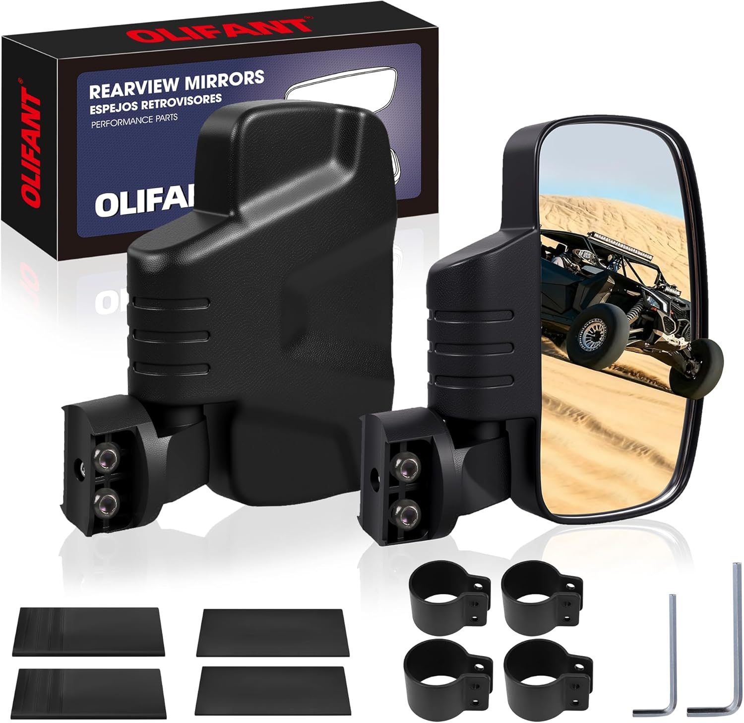 UTV RearView Mirror for 1.6-2.0" Roll Cage Polaris RZR/General Can Am X3 Commander Honda Pioneer/Talon Yamaha YXZ Rhino Wolverine Kawasaki Mule/Teryx Arctic Cat Prowler/Wildcat Hisun (Side Mirrors)