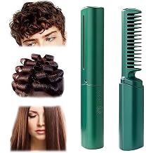 Ceramic Hairdressing Comb - Smooth, Frizz-Free Hair Anytime, Anywhere | Tame Frizz and Smooth Your Hair in Seconds,Mini Dual Purpose Curling Iron, Cordless 2-in-1 Touch-Up Combs Green