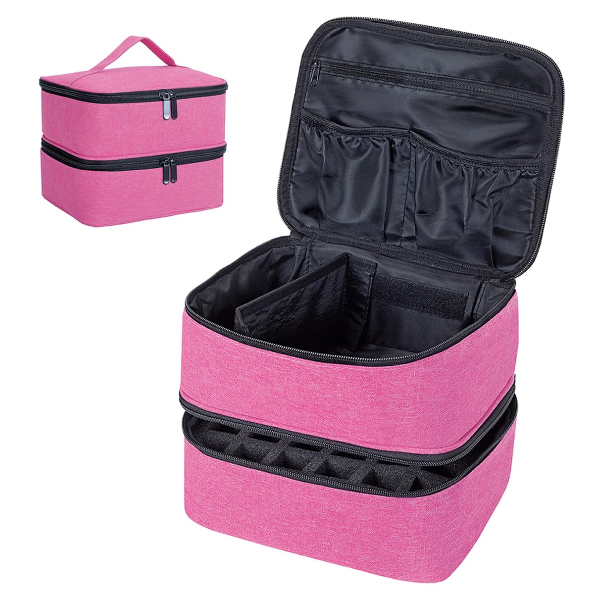 UOZL Nail Polish Organizer, Handheld Double Layer Organizer Holds 30 Bottles (15 ml/0.5 floz) with Adjustable Dividers for Nail Polish Small Manicure