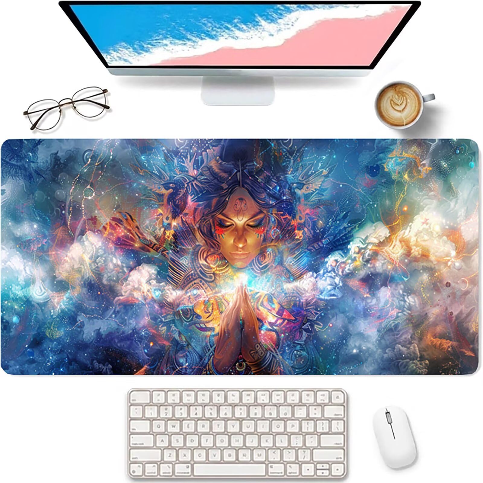 Azul Alfombrilla Ratón XXL 1600x800x3mm, Mujer Grande Mouse Pad 2-3228 | Alfombrilla Ratón Gaming Mejora la Precisión y la Velocidad, Alfombrilla Escritorio para Jugadores de PC, Oficina