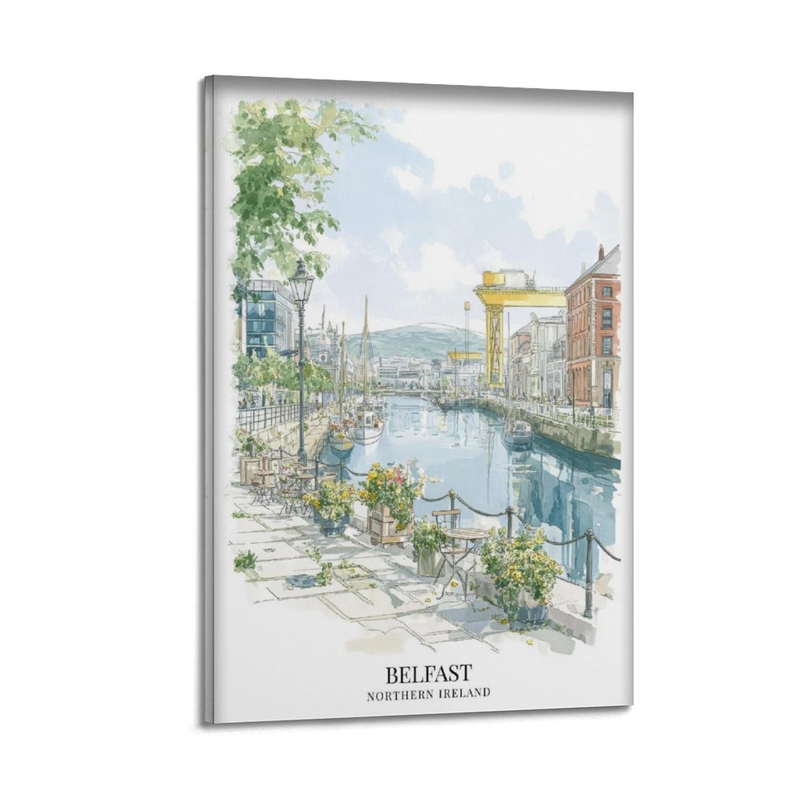 xiaoxiaoshen Belfast Northern Ireland Scenic City View Canvas Poster Wall Art Prints Room Aesthetic Murals Bedroom And Living Decorations 24x36inch(60x90cm)