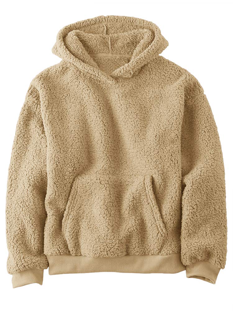 Makkrom Boys Girls Sherpa Fleece Hoodies Pullover Sweatshirts with Pockets
