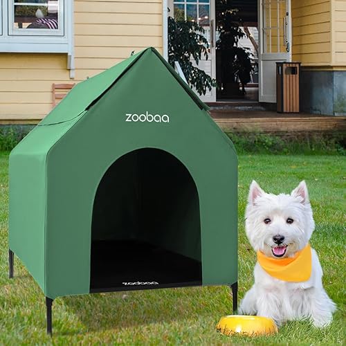 Miniatura 16 de Casa grande de 36 pulgadas para perros grandes en interiores o exteriores, PVC 600D resistente a la intemperie al aire libre, con cama elevada de