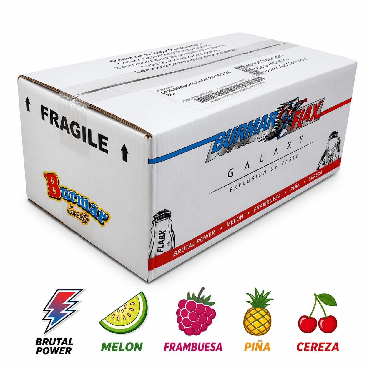 Flax Burmar SABORES GALXY Brutal Power Melon Frambuesa Piña Cereza 96 x 65ml