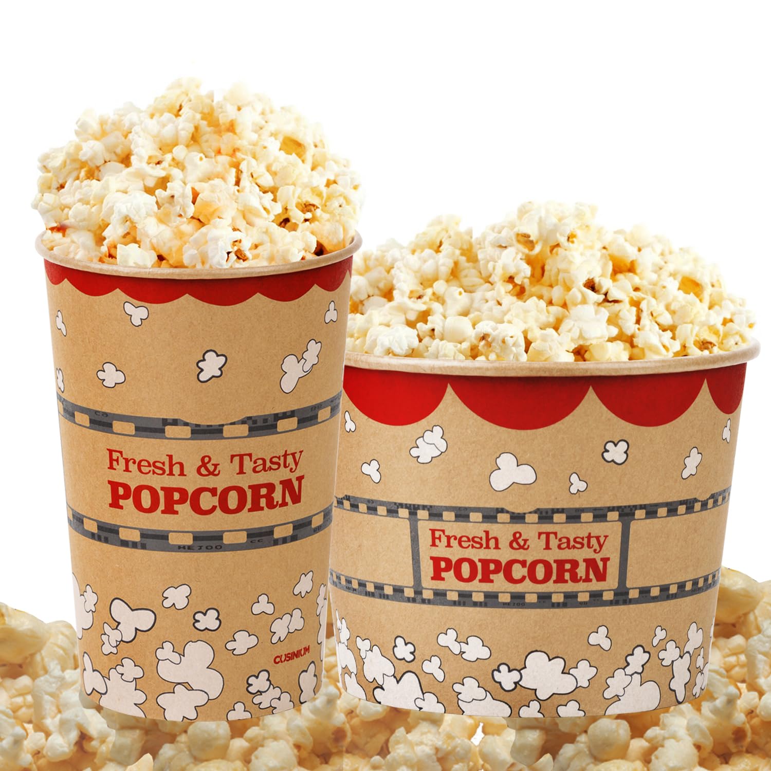 [25-pcs] 85 oz + [50-pcs] 64 oz Kraft Popcorn Buckets Bundle