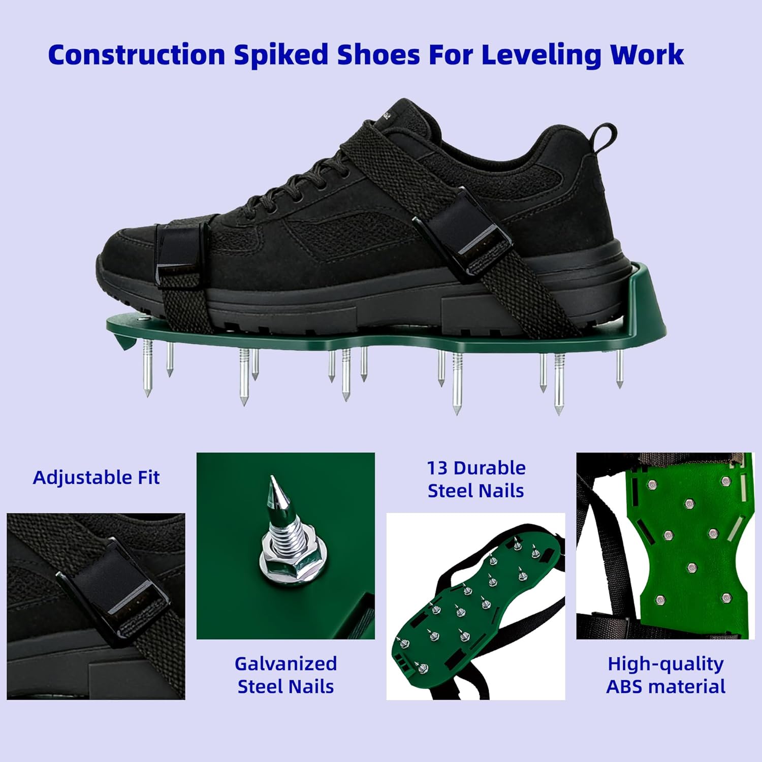 Spiked Roller for Self Leveling, Epoxy Roller Kit with Spiked Roller with Splash Guard Spike Shoes, Paint Roller, Trowel, Scraper, Leveling Rake & Extension Pole for Decoration and Concrete