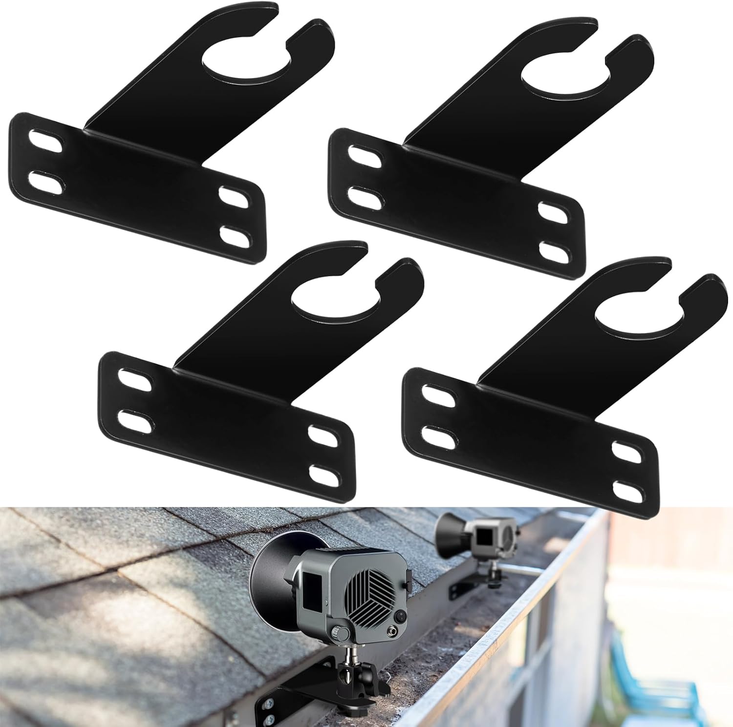 Blulu 2 Pcs Landscape Lighting Gutter Mount Weatherproof Gutter Mount Landscape Lighting Mounting Bracket for Light Accent and Flood Lights, Suitable for Wet and Submersible Locations