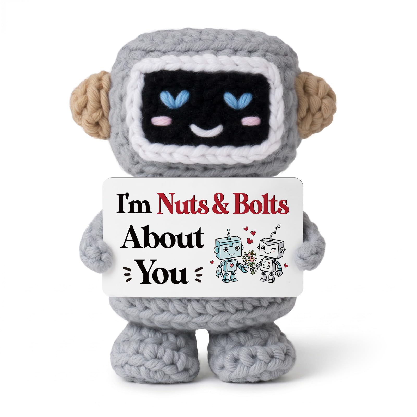Anniversary Birthday Gifts for Boyfriend Husband, I Love You Crochet Robot