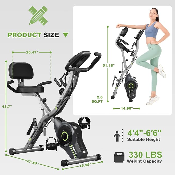 Bicicleta estática plegable 5 en 1 para adultos con resistencia magnética miniatura 8