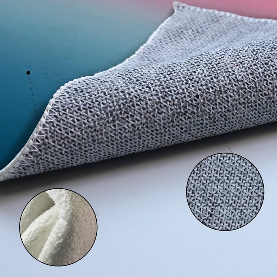 Amazon | カーペット ラグ マット滑り止め付 ピンクとブルーの