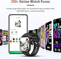 Vista 5 de Reloj inteligente para hombres y mujeres, pantalla táctil HD de 1.85 pulgadas, rastreador de actividad física con llamadas Bluetooth, reloj