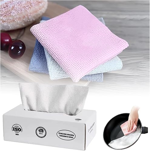 Miniatura 1 de Paños de limpieza absorbentes reutilizables, microfibra reutilizable y paño de limpieza mágico súper suave con caja dispensadora, súper absorbente,