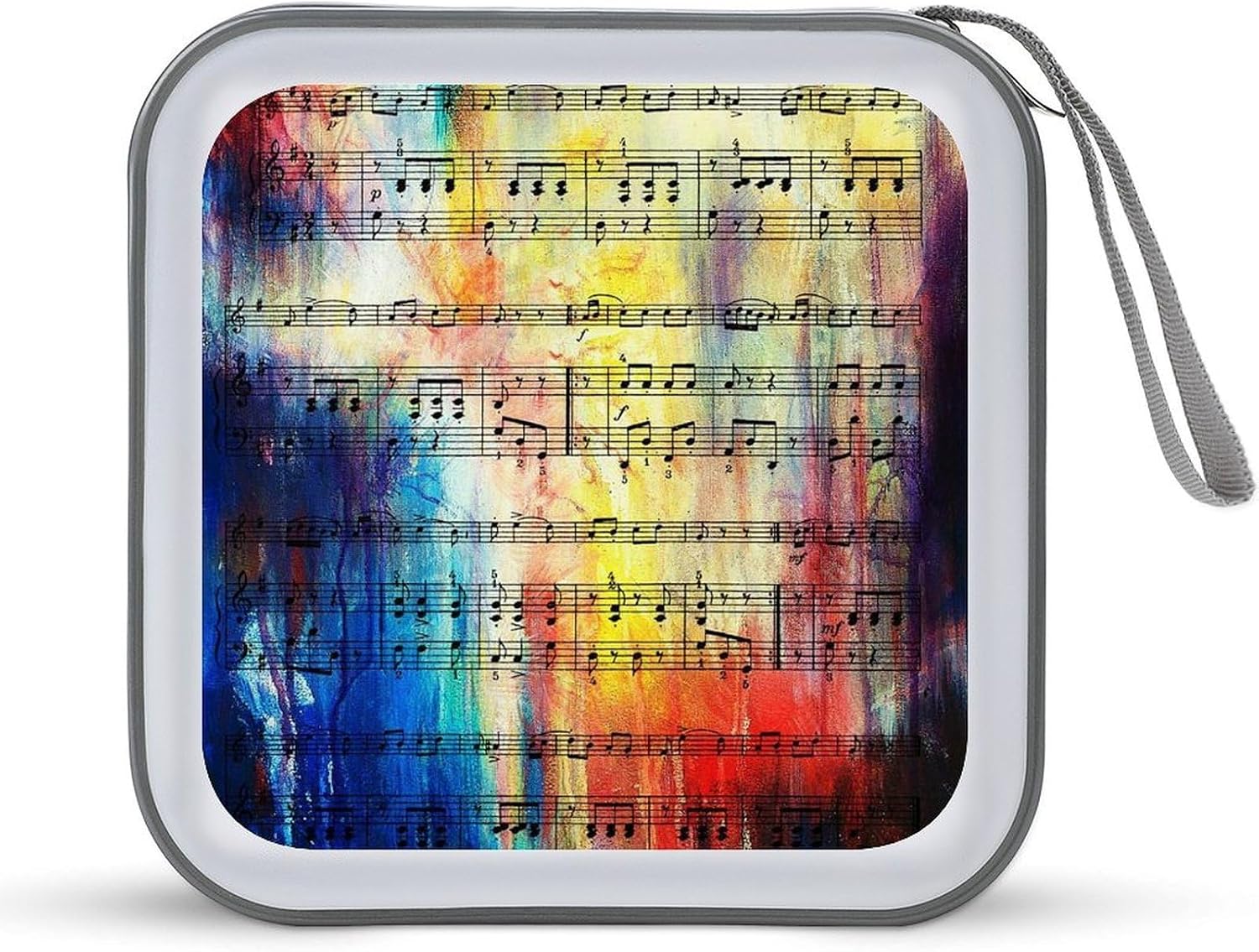 Vintage Music Note CD Case Holder 40 Capacity DVD Case Wallet Portable Hard Plastic Disc Cases Storage Binder Large Storage Disc Wallet Bag with Zippers for Car Home Office Travel
