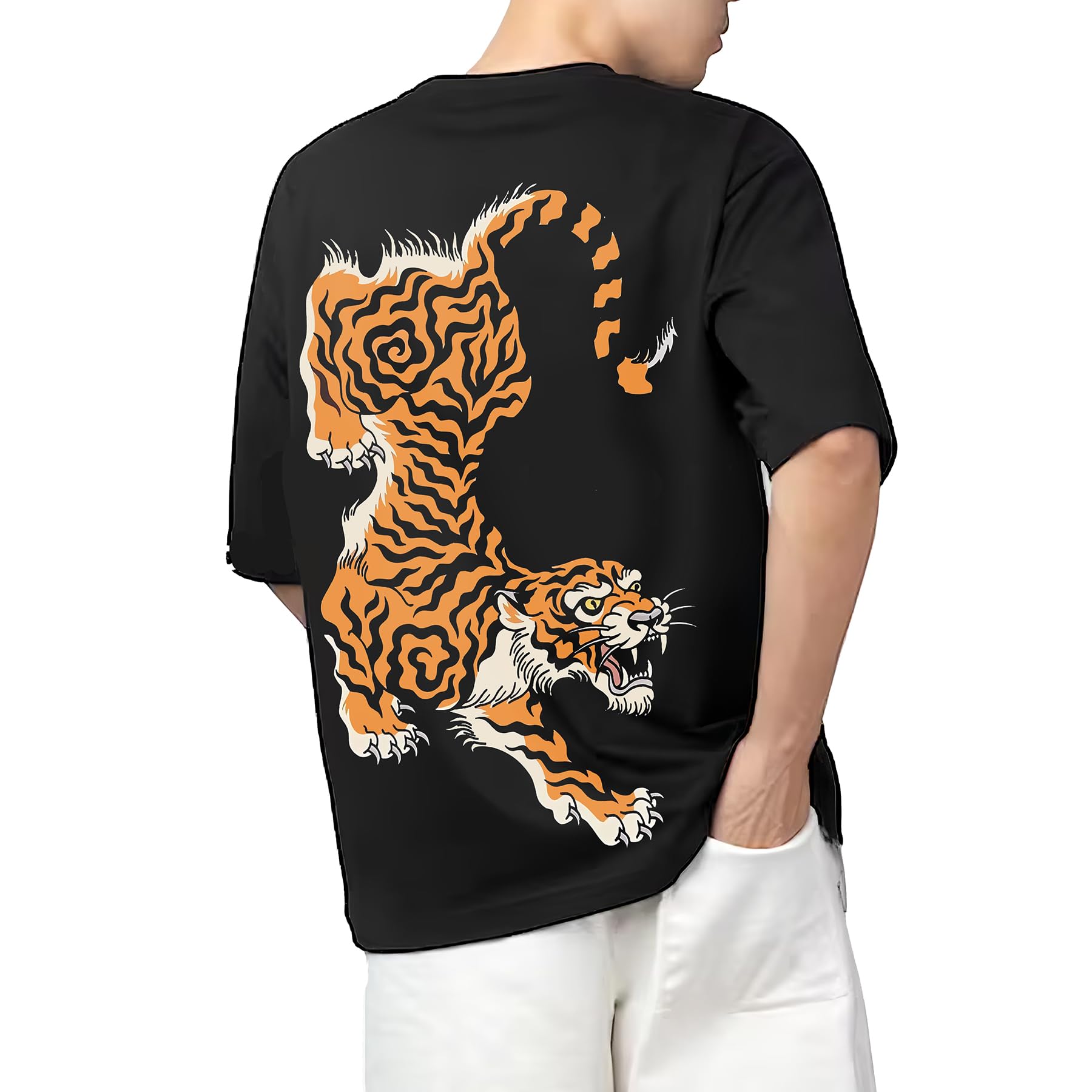 Buy AROA Japanese Tiger Art Tshirt Model : 017 Men Cotton Printed